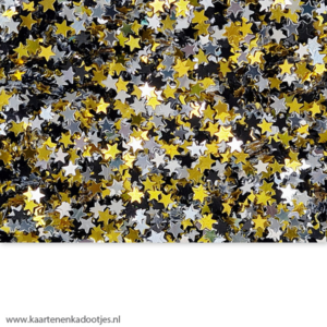 Confetti 5 gram sterretjes 5 mm metallic goud/zilver/zwart