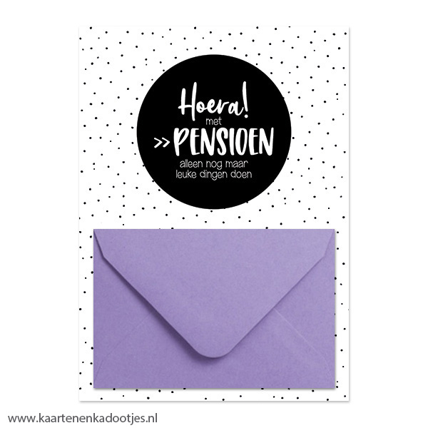 Geldkaart hoera met pensioen leuke dingen doen wit/zwart - diverse envelopkleuren - Afbeelding 2