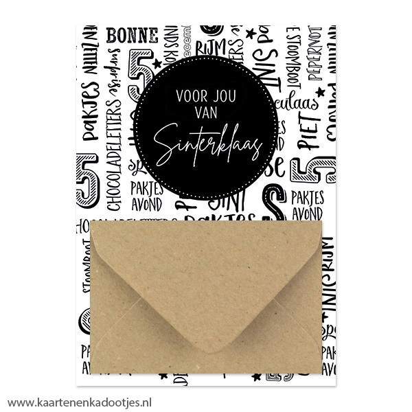 Geldkaart voor jou van Sinterklaas handlettering - diverse envelopkleuren