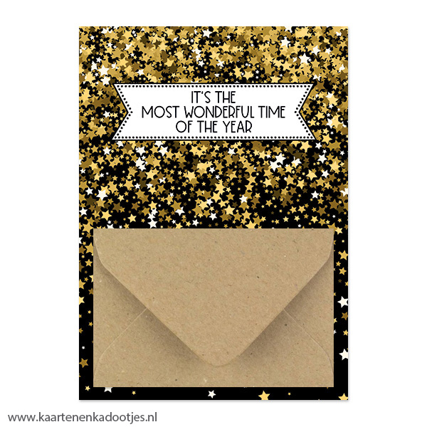 Geldkaart it's the most wonderful time of the year sterretjes - diverse envelopkleuren - Afbeelding 2