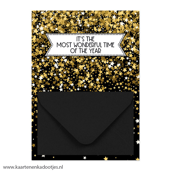 Geldkaart it's the most wonderful time of the year sterretjes - diverse envelopkleuren