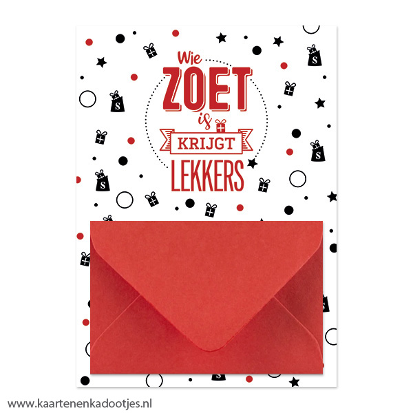 Geldkaart wie zoet is krijgt lekkers - diverse envelopkleuren