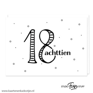 Kaart 18 achttien wit/zwart