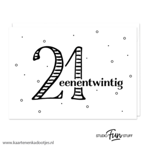 Kaart 21 eenentwintig wit/zwart