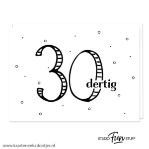 Kaart 30 dertig wit/zwart