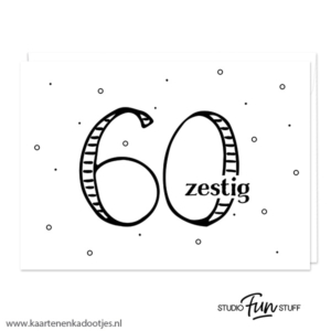 Kaart 60 zestig wit/zwart