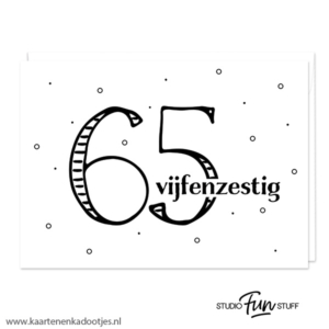 Kaart 65 vijfenzestig wit/zwart