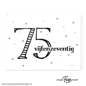 Kaart 75 vijfenzeventig wit/zwart