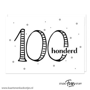Kaart 100 honderd wit/zwart