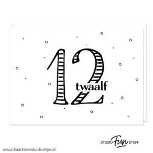 Kaart 12 twaalf wit/zwart