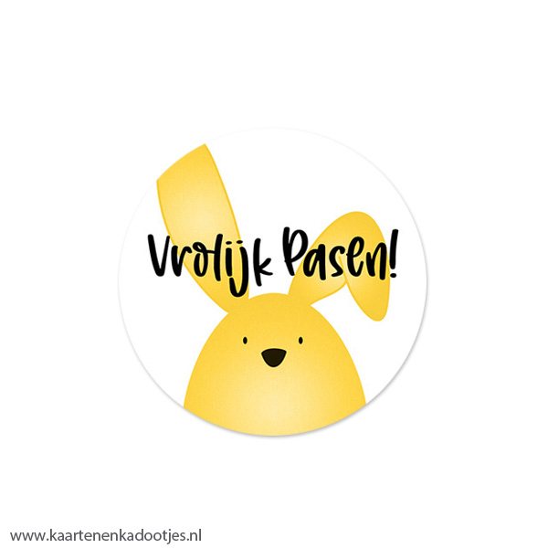 6 Stickers rond 45 mm paashaas vrolijk Pasen