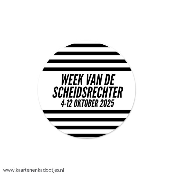 6 Stickers rond 45 mm week van de scheidsrechter strepen