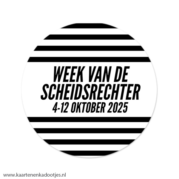 3 Stickers rond 64 mm week van de scheidsrechter strepen