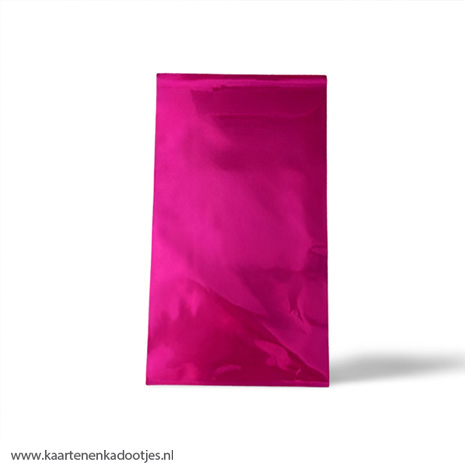 Kadozakje medium 15x23 cm folie fuchsia glimmend met plakstrip